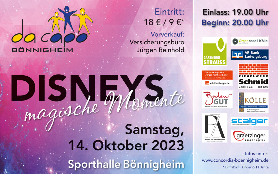 Plakat Disney-Konzert da capo Bönnigheim a, 14.10.2023