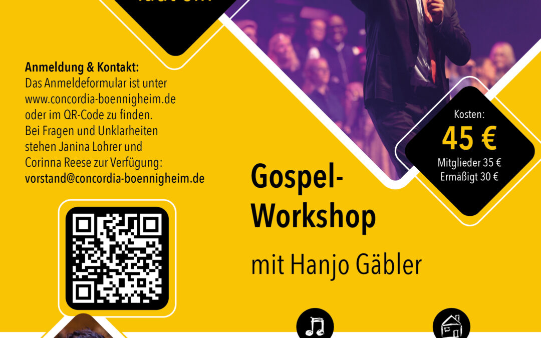 Flyer Gospel Workshop am 2.3.24 mit Hanjo Häbler